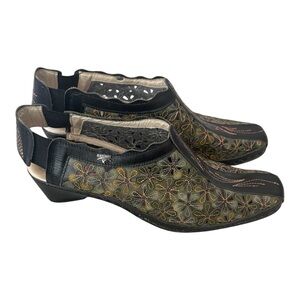 Pikolinos Romano Design Floral Laser Cut Leather Shoes Comfort Slip-On 8-8.5